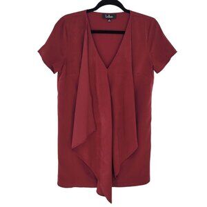 Lulus womens small Dear friend satin Drape front shift minidress wine maroon